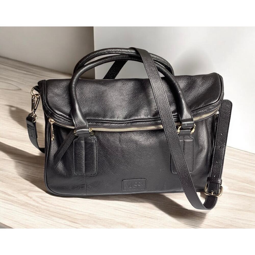 Massi foldover leather‎ satchel crossbody